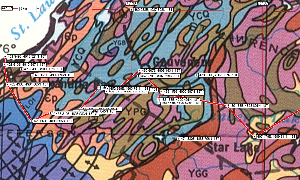 map of canada and us border. from the US/Canada border