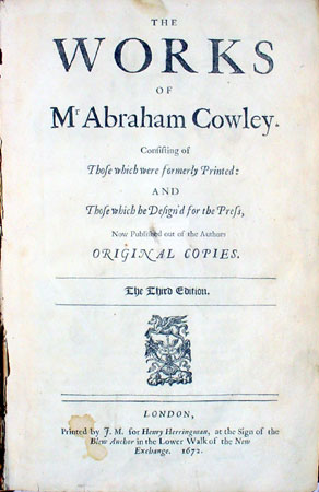 Titlepage to "The Works of Mr Abraham Cowley"