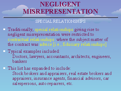 misrepresentation negligent slide