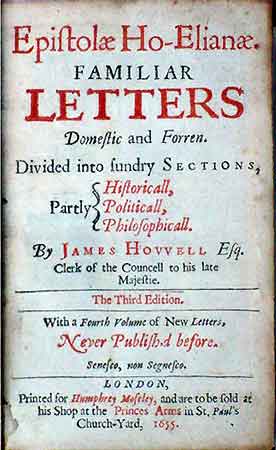Titlepage of Howell's "Epistolae Ho-Elianae"