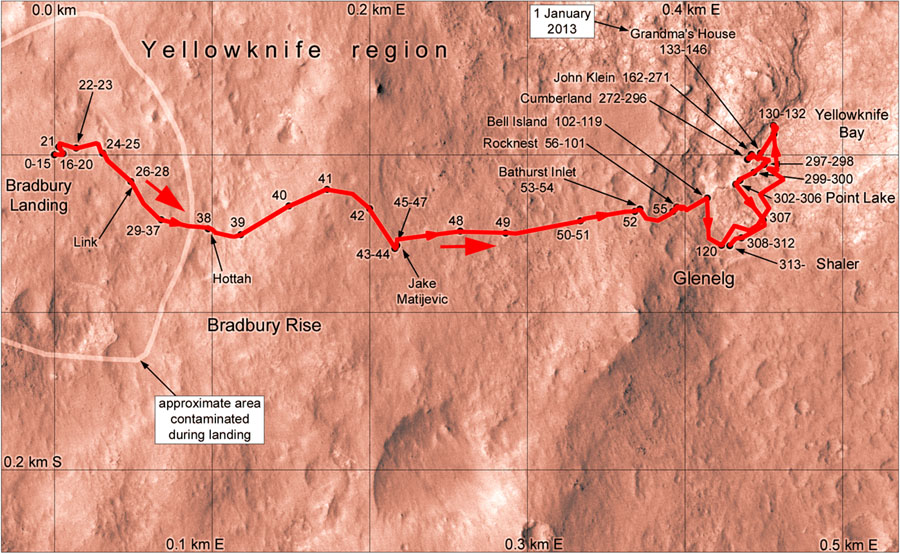 mars rover curiosity traverse map