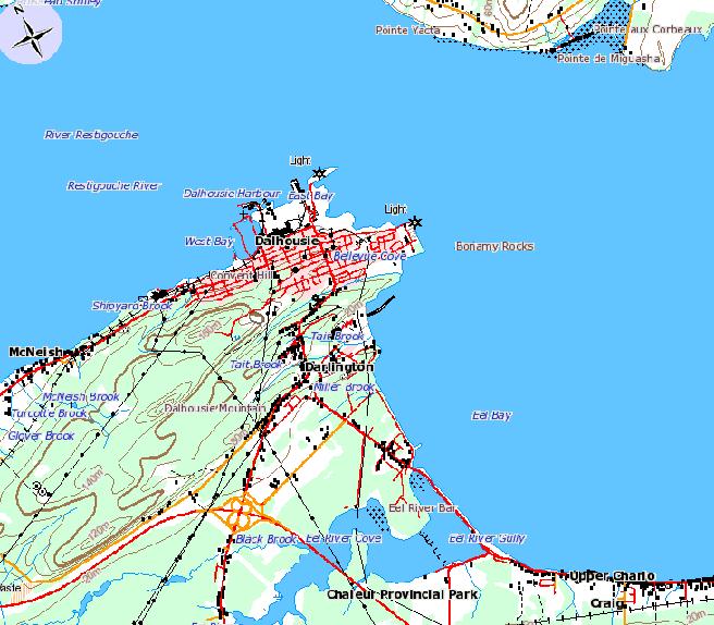 Topographical map of Dalhousie