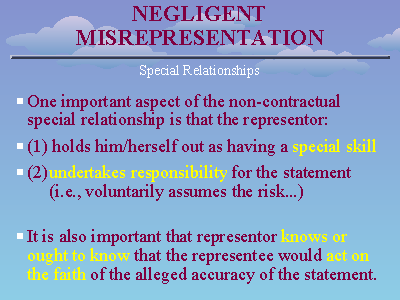 misrepresentation negligent