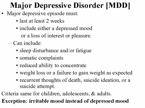 Major Depressive Disorder [MDD]